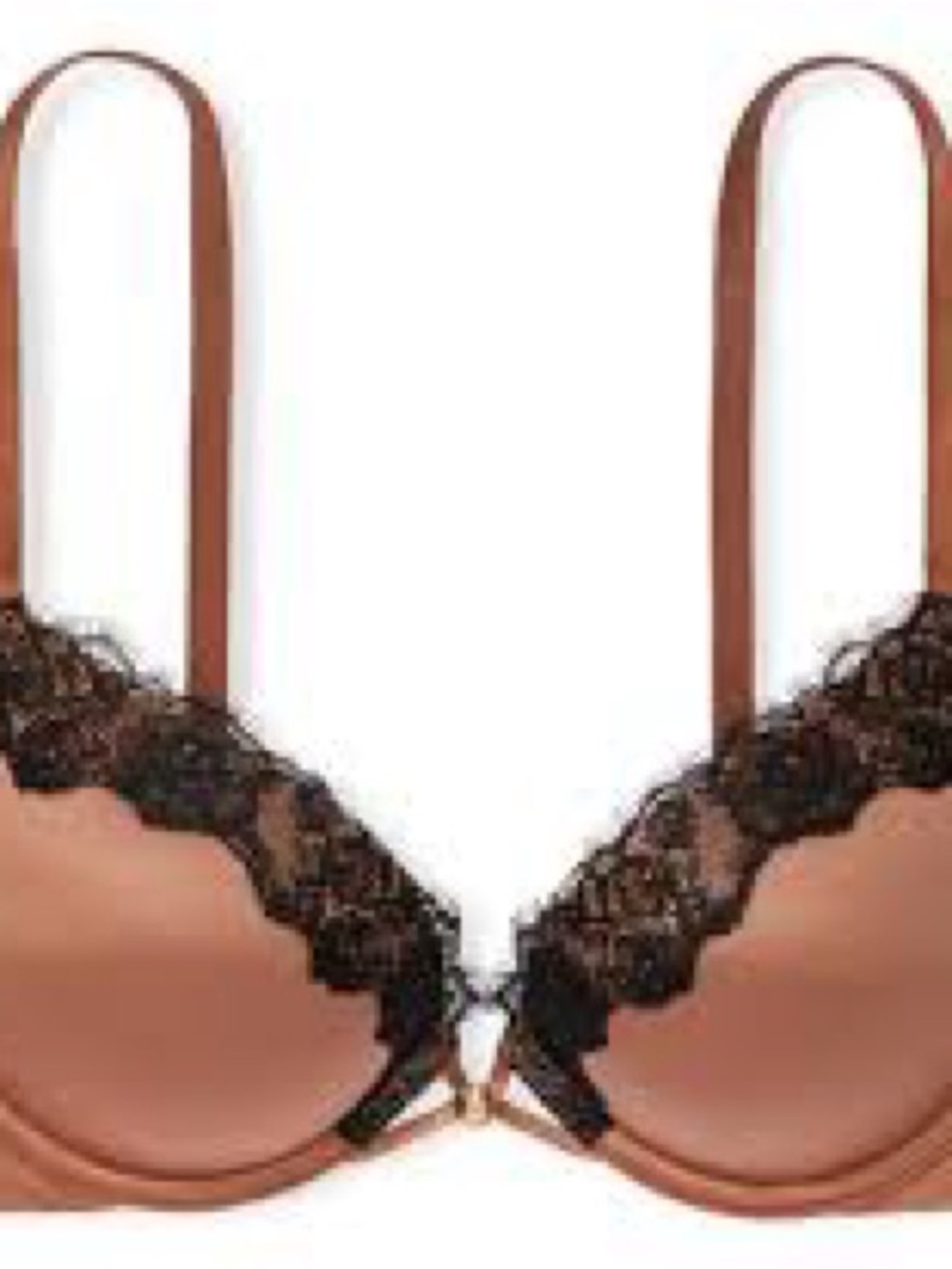 Victoria's Secret Brown Bra with Black Lace Trim